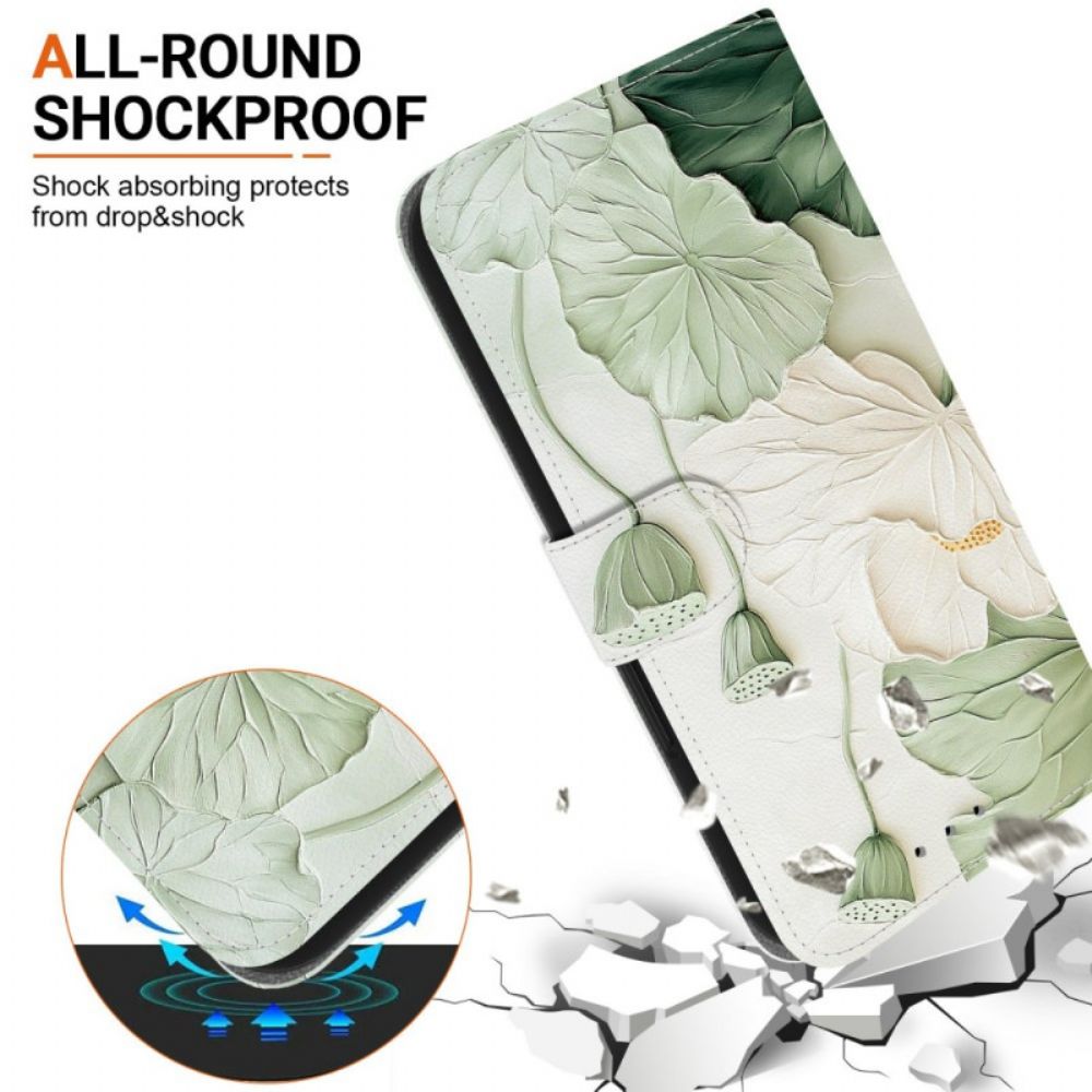 Leren Hoesje Xiaomi Redmi Note 15 Pro 5g Lotuspatroon Bescherming Hoesje