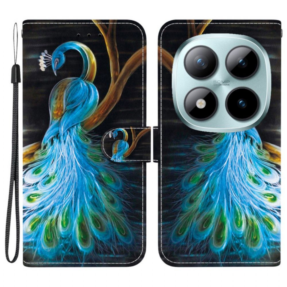 Leren Hoesje Xiaomi Redmi Note 15 Pro 5g Pauwenpatroon Bescherming Hoesje