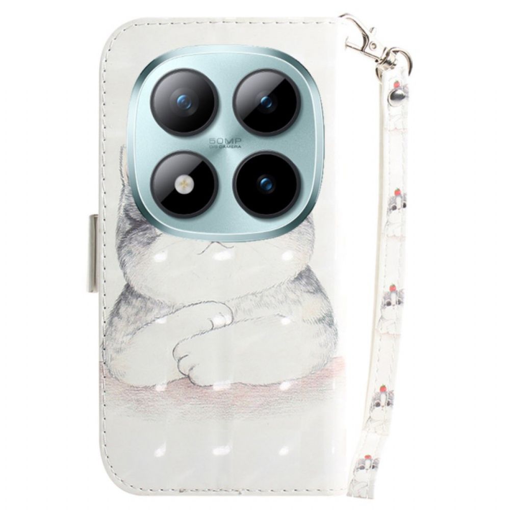 Leren Hoesje Xiaomi Redmi Note 15 Pro 5g Schattige Kat Met Bandjes