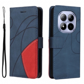 Leren Hoesje Xiaomi Redmi Note 15 Pro 5g Tweekleurig Golvend Bescherming Hoesje