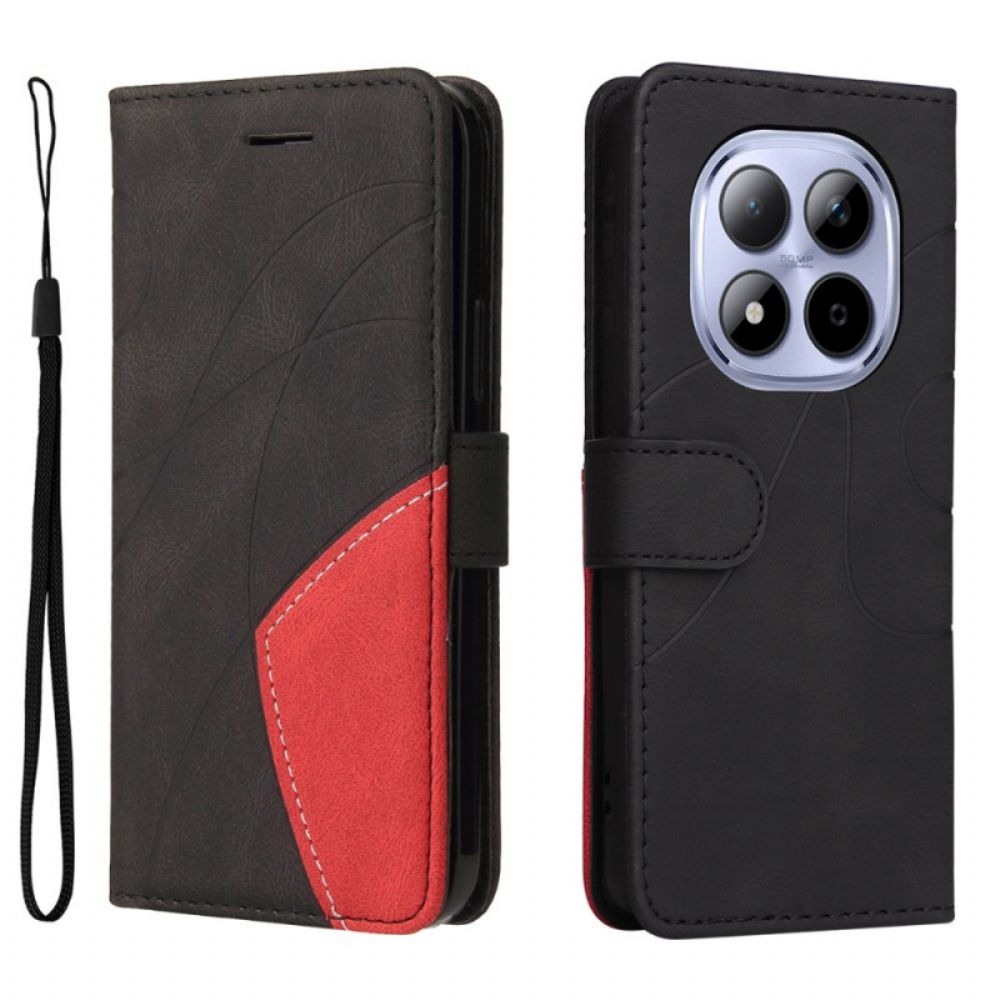 Leren Hoesje Xiaomi Redmi Note 15 Pro 5g Tweekleurig Golvend Bescherming Hoesje