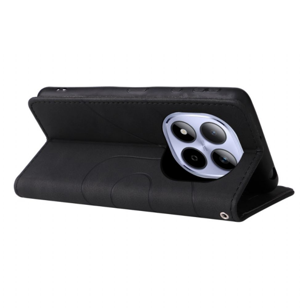 Leren Hoesje Xiaomi Redmi Note 15 Pro 5g Tweekleurig Golvend Bescherming Hoesje