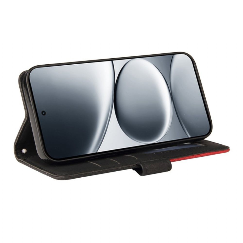 Leren Hoesje Xiaomi Redmi Note 15 Pro 5g Tweekleurig Golvend Bescherming Hoesje