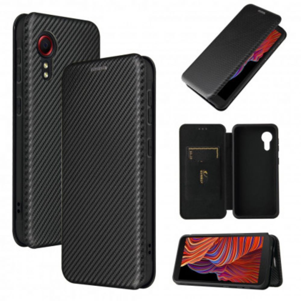 Bescherming Hoesje voor Samsung Galaxy XCover 5 Folio-hoesje Koolstofvezel