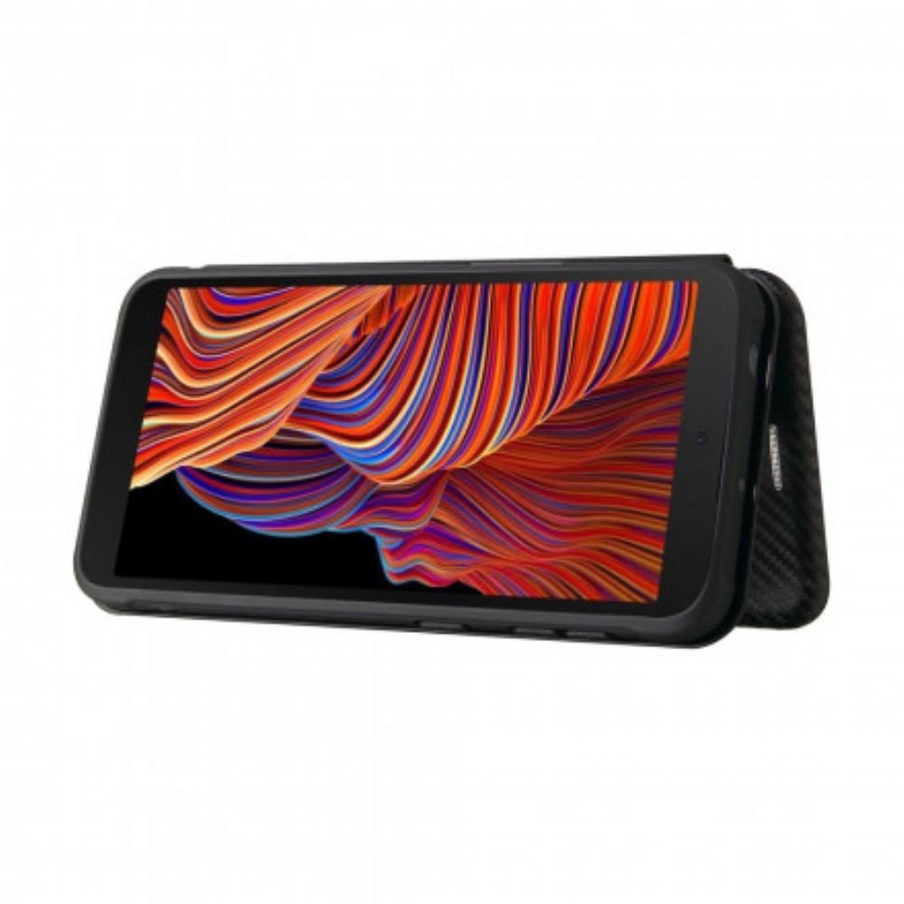 Bescherming Hoesje voor Samsung Galaxy XCover 5 Folio-hoesje Koolstofvezel
