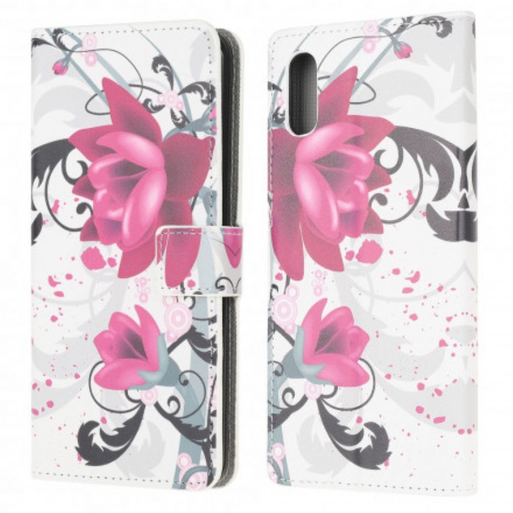 Leren Hoesje voor Samsung Galaxy XCover 5 Tropische Bloemen