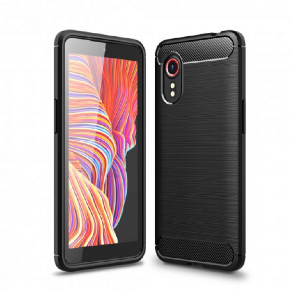 Telefoonhoesje voor Samsung Galaxy XCover 5 Geborstelde Koolstofvezel