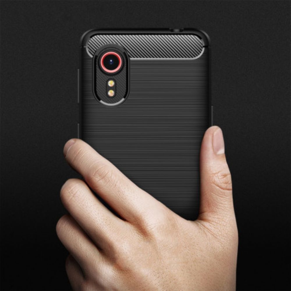 Telefoonhoesje voor Samsung Galaxy XCover 5 Geborstelde Koolstofvezel