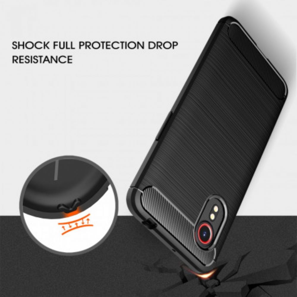 Telefoonhoesje voor Samsung Galaxy XCover 5 Geborstelde Koolstofvezel