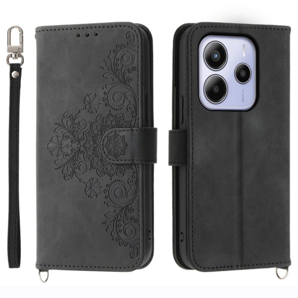 Bescherming Hoesje Xiaomi Redmi Note 14 4g Bloemenpatroon En Bandjes