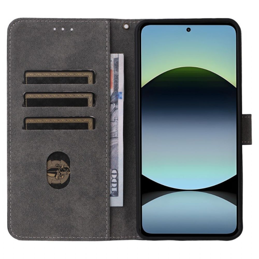 Bescherming Hoesje Xiaomi Redmi Note 14 4g Rfid-bescherming Suède-effect Met Bandje