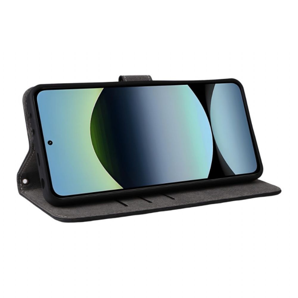 Bescherming Hoesje Xiaomi Redmi Note 14 4g Rfid-bescherming Suède-effect Met Bandje