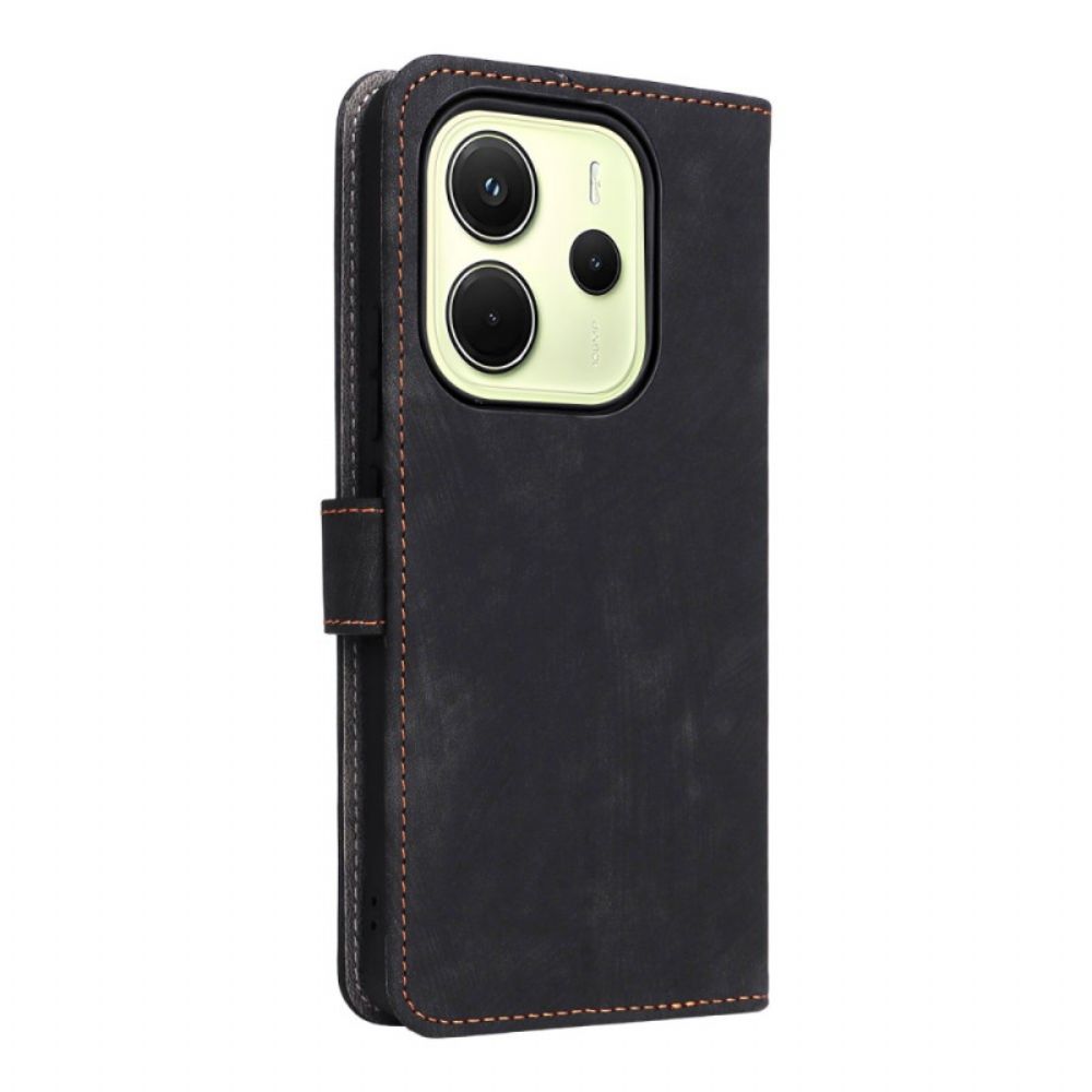 Bescherming Hoesje Xiaomi Redmi Note 14 4g Rfid-bescherming Suède-effect Met Bandje