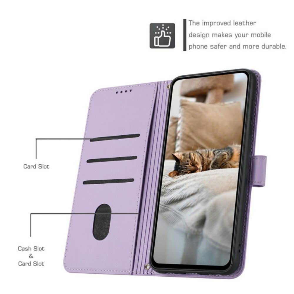 Flip Case Leren Xiaomi Redmi Note 14 4g Kleine Katjes Met Bandje