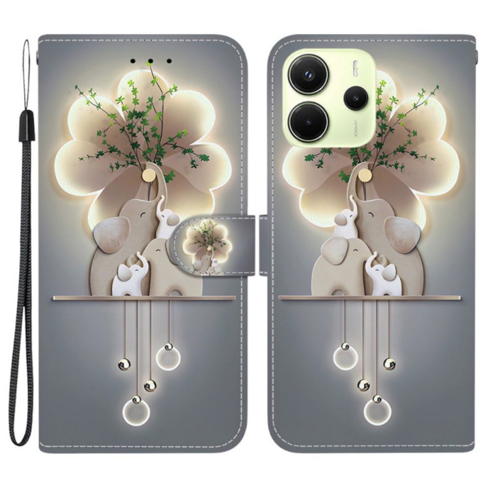 Flip Case Leren Xiaomi Redmi Note 14 4g Olifanten