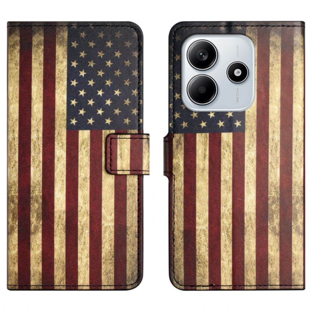 Flip Case Leren Xiaomi Redmi Note 14 4g Vintage Amerikaanse Vlag