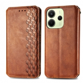Folio-hoesje Voor Xiaomi Redmi Note 14 4g Vintage Lederlook Met Diamantpatroon