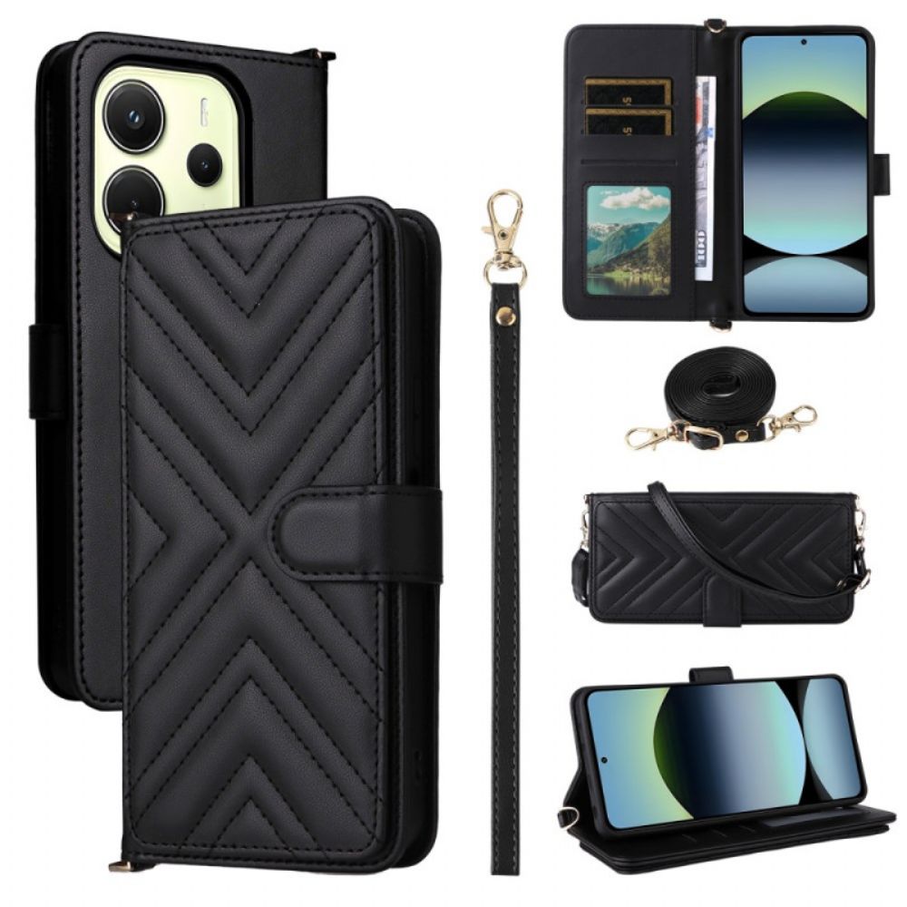 Folio-hoesje Xiaomi Redmi Note 14 4g Premium Portemonnee Met Riempje En Schouderriem