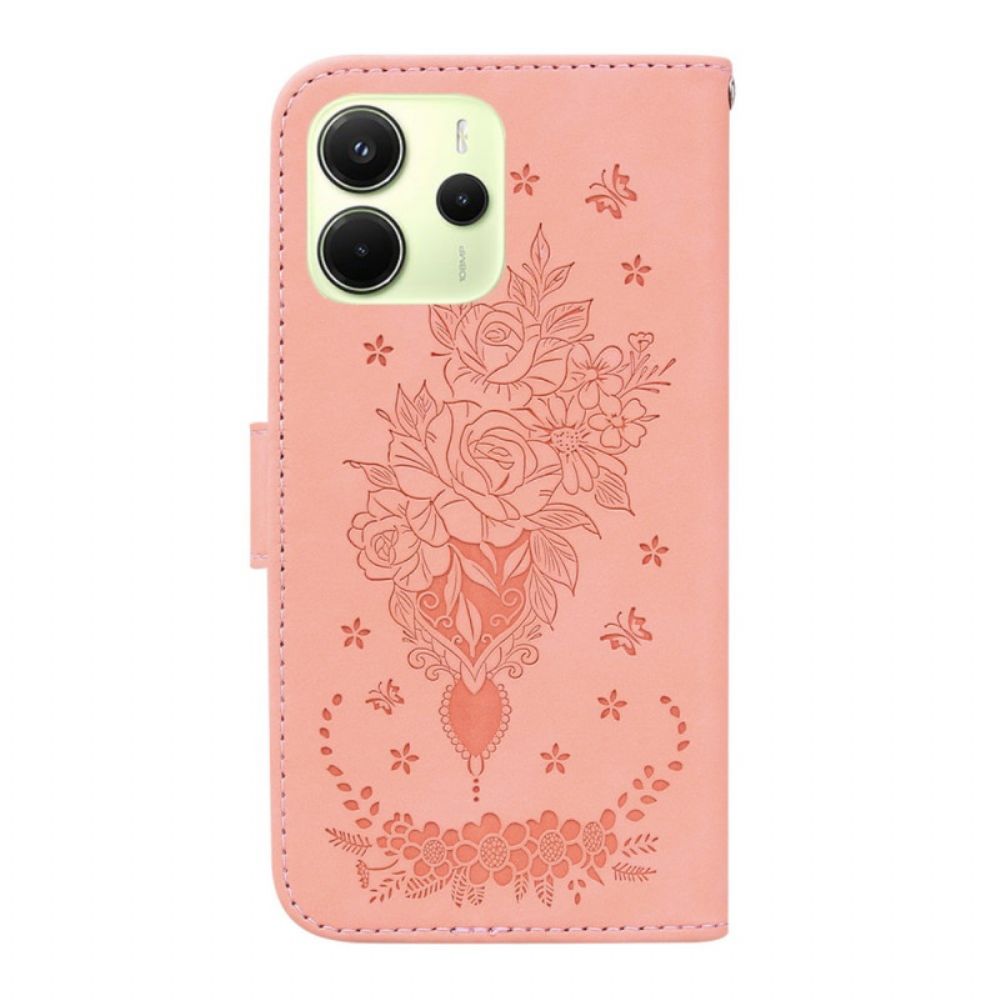 Folio-hoesje Xiaomi Redmi Note 14 4g Telefoonhoesje Boeket Rozen