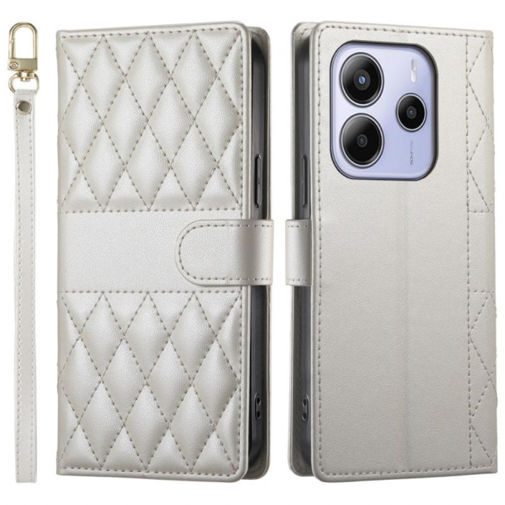 Folio-hoesje Xiaomi Redmi Note 14 4g Telefoonhoesje Gewatteerd Met Bandje En Schouderband