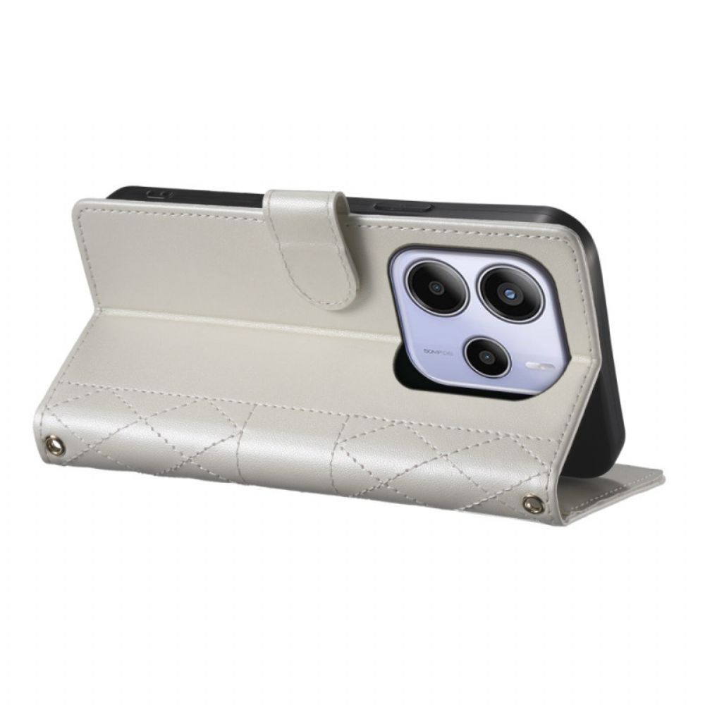 Folio-hoesje Xiaomi Redmi Note 14 4g Telefoonhoesje Gewatteerd Met Bandje En Schouderband