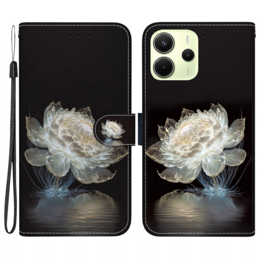 Folio-hoesje Xiaomi Redmi Note 14 4g Telefoonhoesje Kristallen Pioenroos