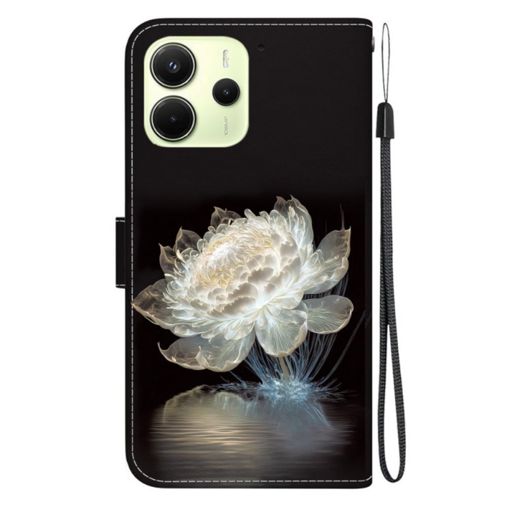 Folio-hoesje Xiaomi Redmi Note 14 4g Telefoonhoesje Kristallen Pioenroos