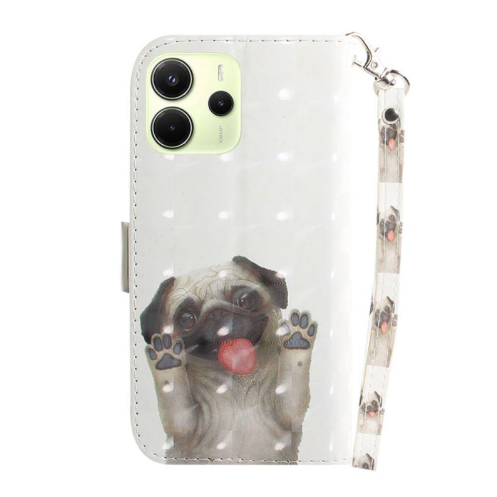 Folio-hoesje Xiaomi Redmi Note 14 4g Telefoonhoesje Mopshond Met Riempje