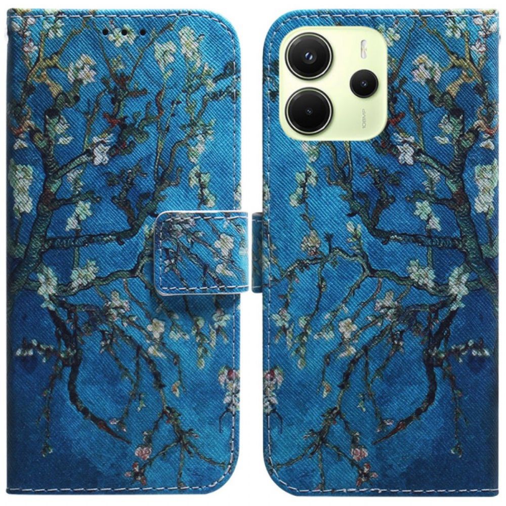 Leren Hoesje Voor Xiaomi Redmi Note 14 4g Bloemen Abrikozenboom