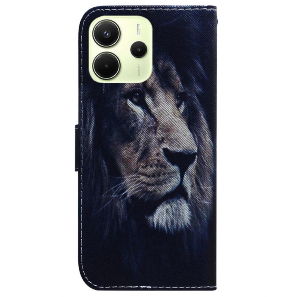 Leren Hoesje Voor Xiaomi Redmi Note 14 4g Dromende Leeuw