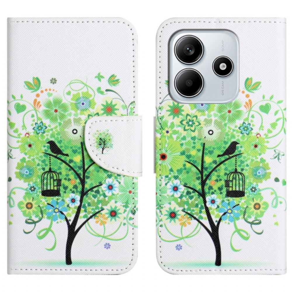 Leren Hoesje Voor Xiaomi Redmi Note 14 4g Groene Boom