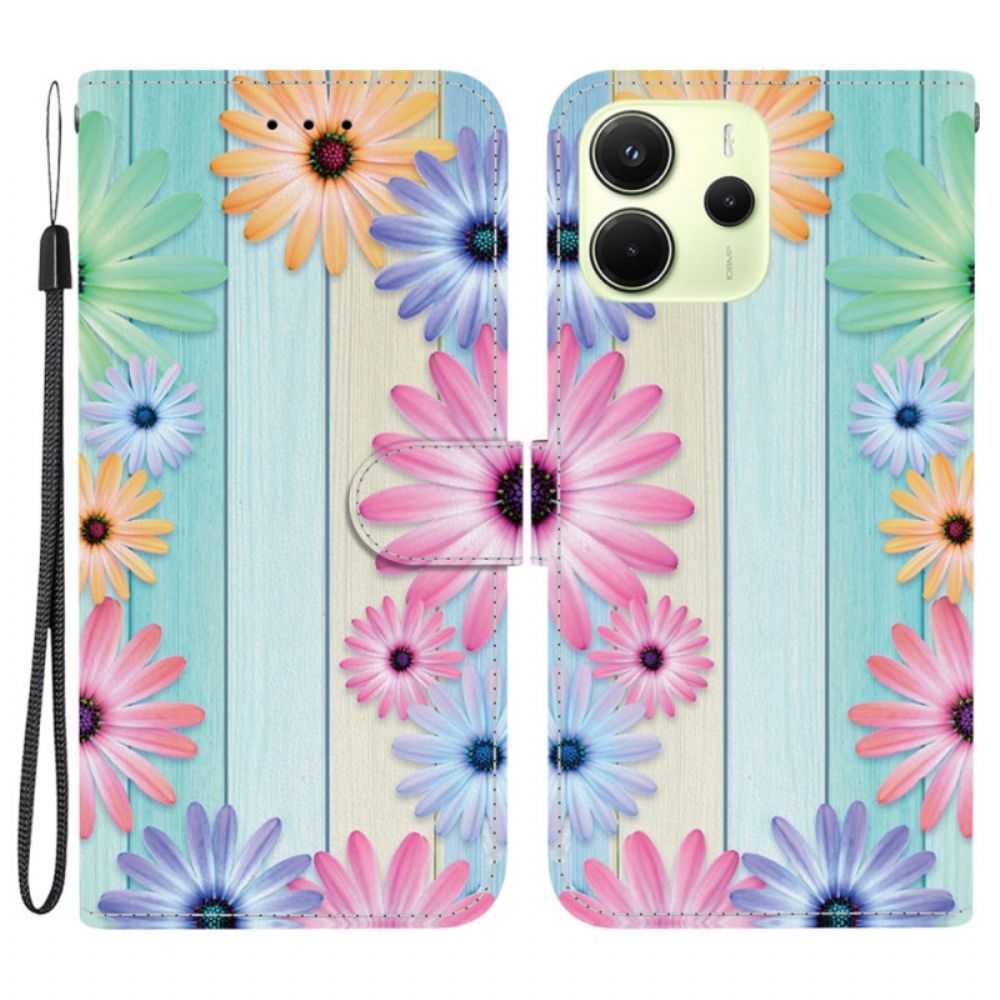 Leren Hoesje Voor Xiaomi Redmi Note 14 4g Kleurrijk Zonnebloemen