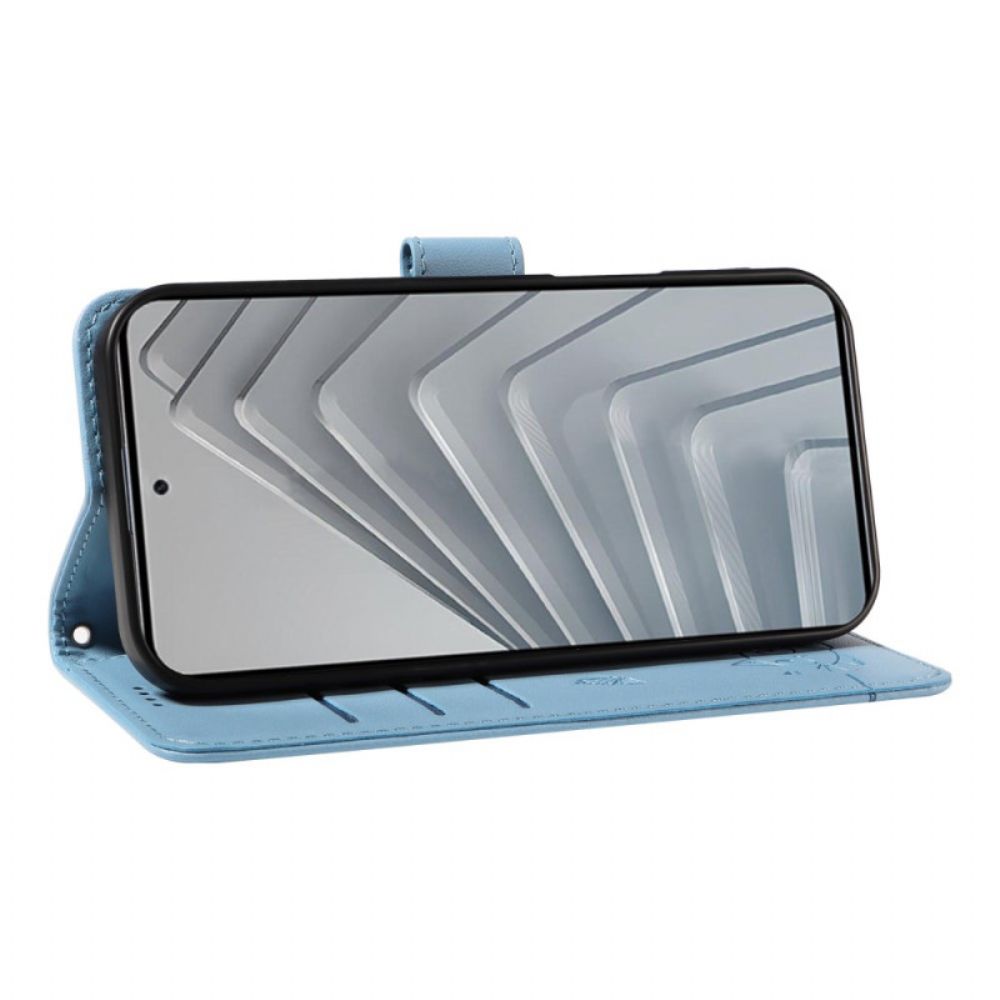 Leren Hoesje Voor Xiaomi Redmi Note 14 4g Leuke Kat Met Bandje