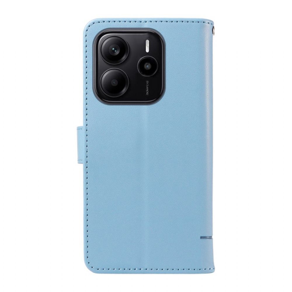 Leren Hoesje Voor Xiaomi Redmi Note 14 4g Leuke Kat Met Bandje