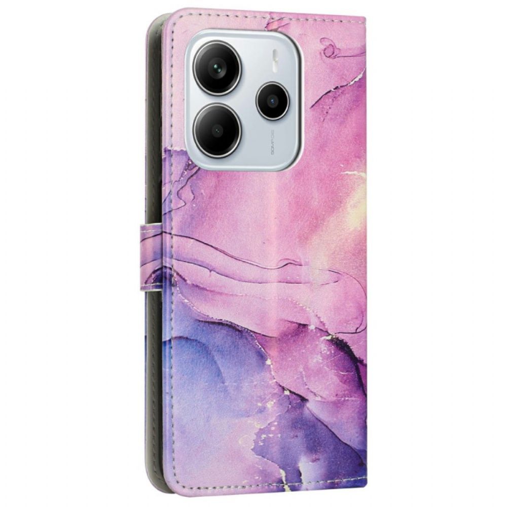 Leren Hoesje Voor Xiaomi Redmi Note 14 4g Marmer-effect