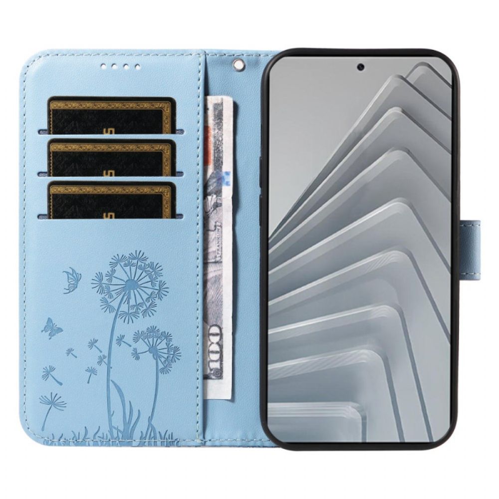 Leren Hoesje Voor Xiaomi Redmi Note 14 4g Paardenbloemen