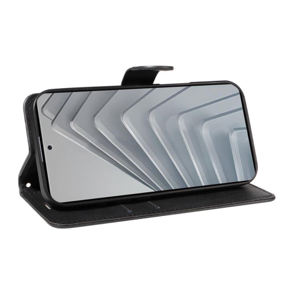 Leren Hoesje Xiaomi Redmi Note 14 4g Effen Kunstleer Met Riempje Bescherming Hoesje