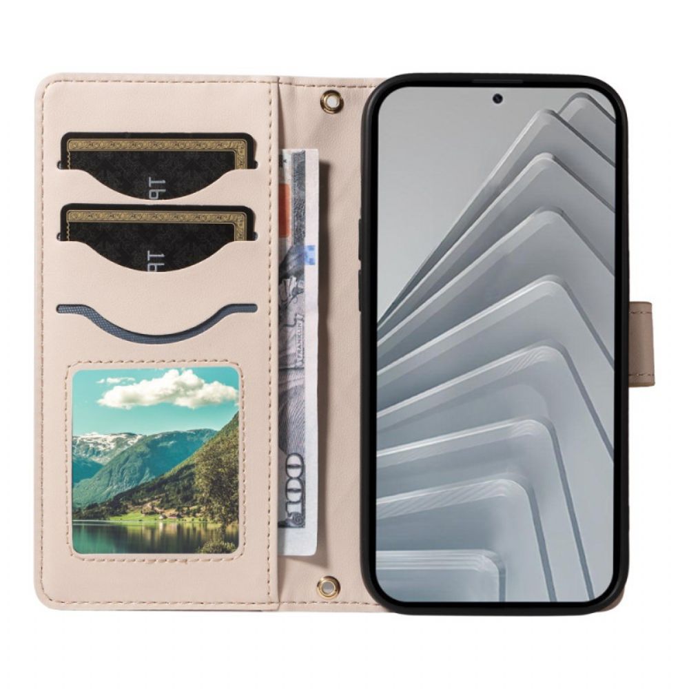 Leren Hoesje Xiaomi Redmi Note 14 4g Gewatteerd Met Riem En Schouderriem Bescherming Hoesje