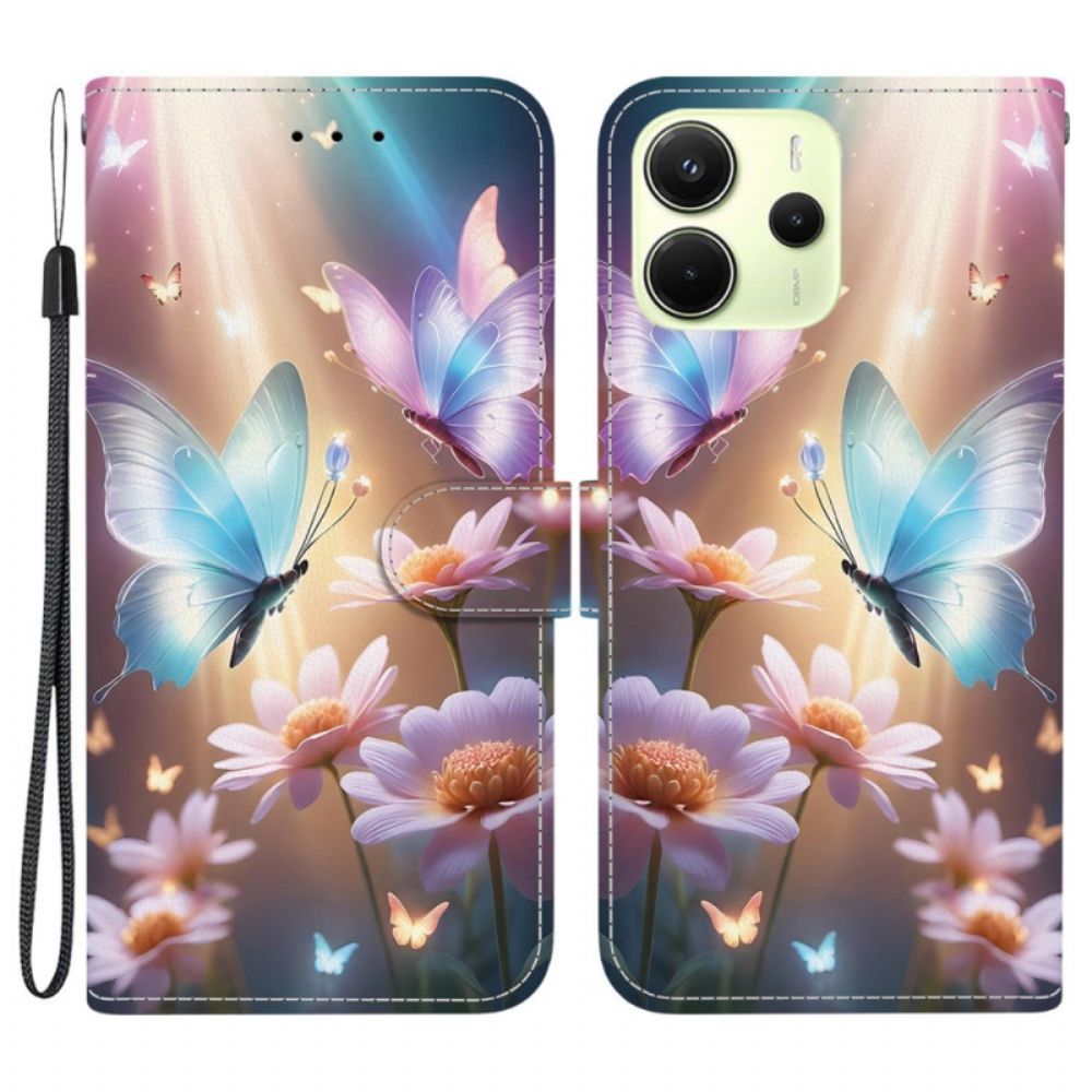 Leren Hoesje Xiaomi Redmi Note 14 4g Vlinders In Het Licht Bescherming Hoesje