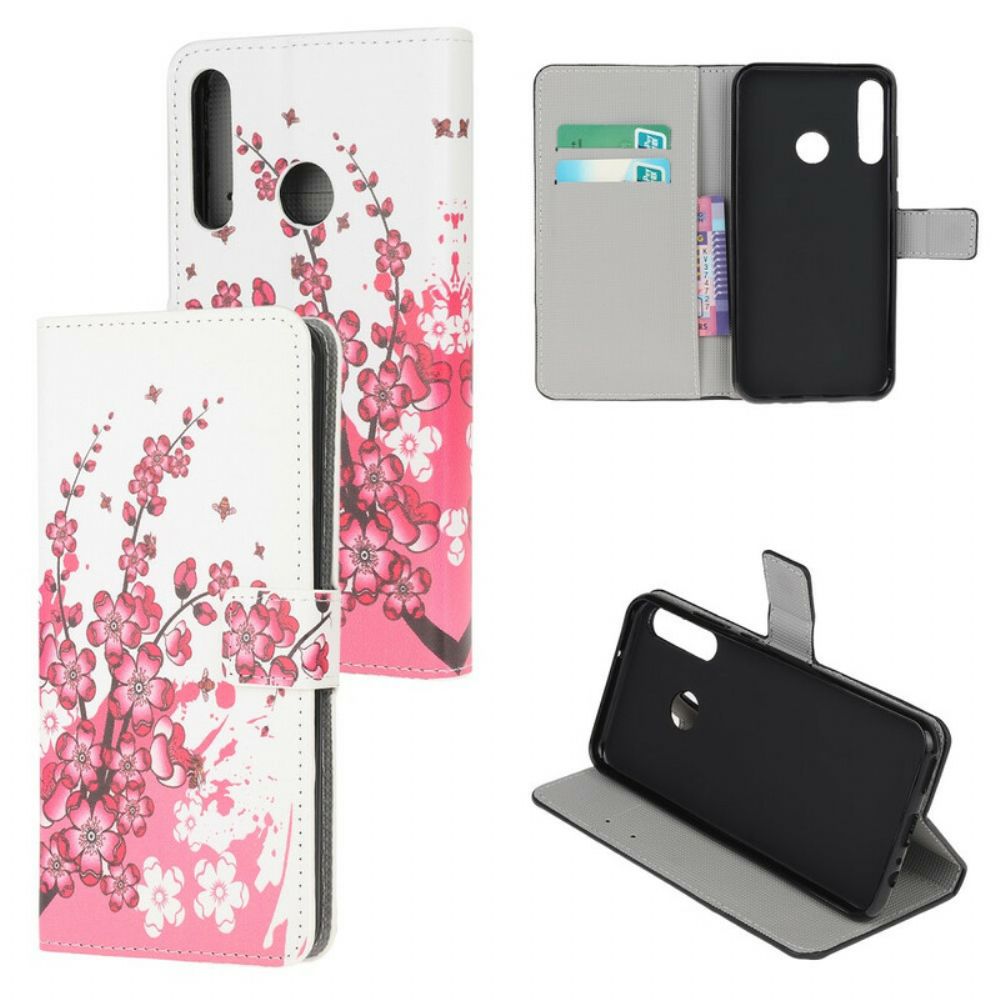 Leren Hoesje voor Huawei P40 Lite E / Huawei Y7p Tropische Bloemen