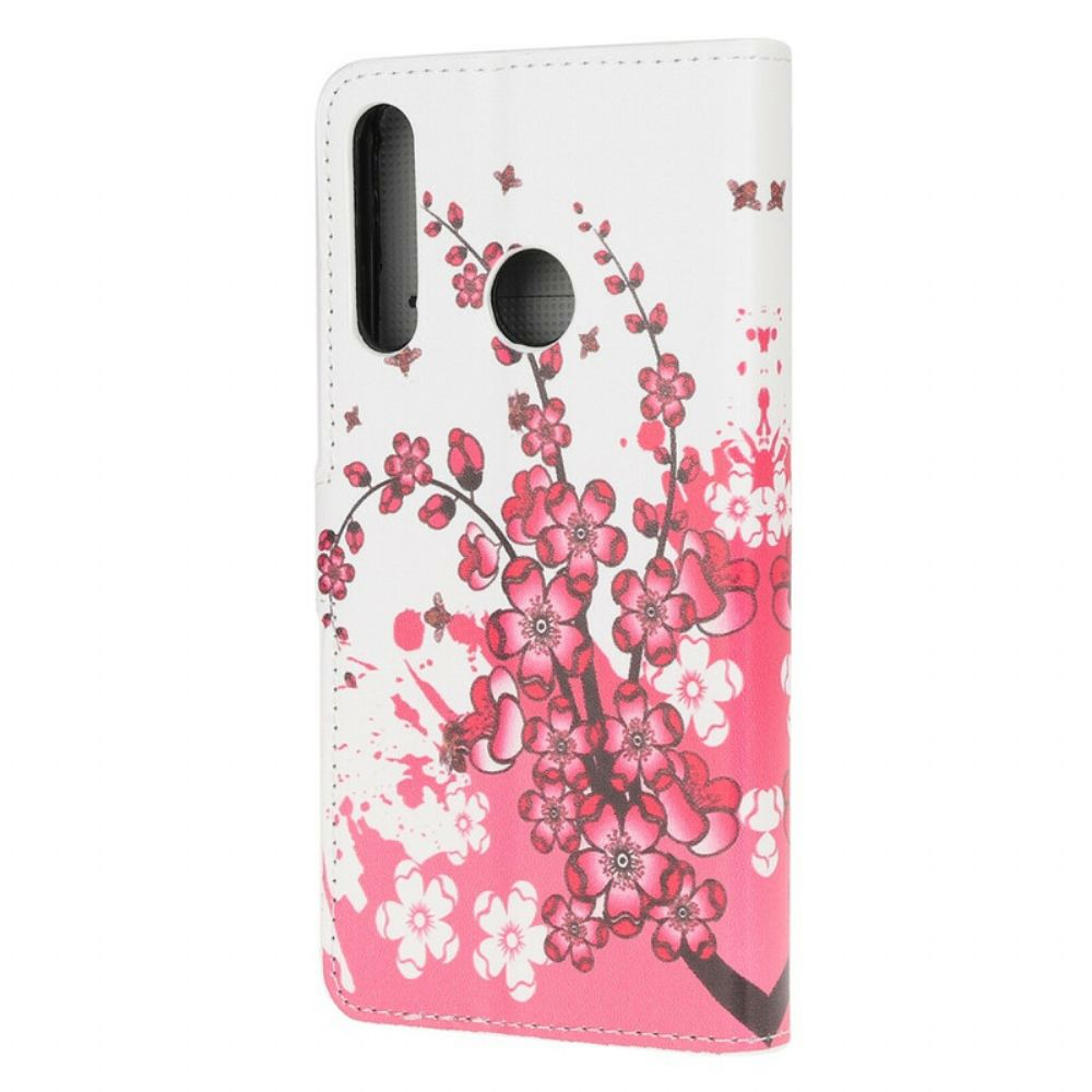 Leren Hoesje voor Huawei P40 Lite E / Huawei Y7p Tropische Bloemen