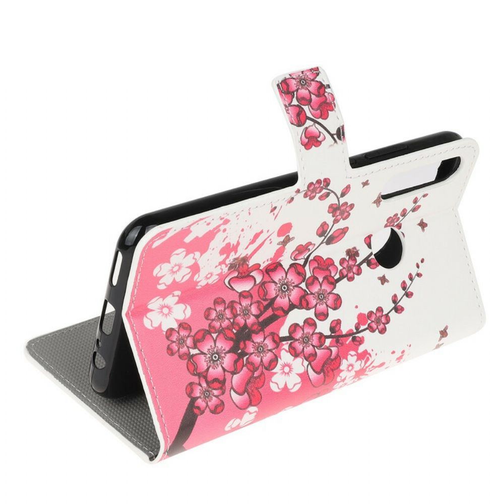 Leren Hoesje voor Huawei P40 Lite E / Huawei Y7p Tropische Bloemen