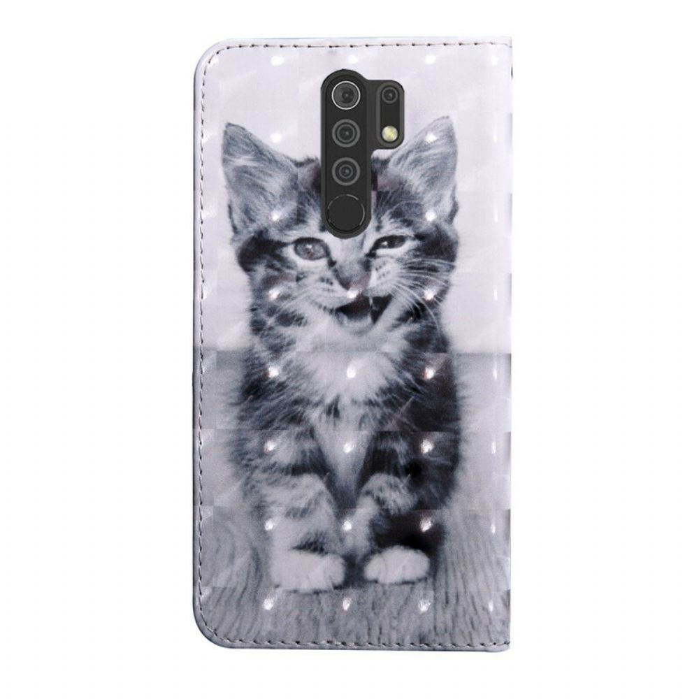Flip Case voor Xiaomi Redmi 9 Zwart-witte Kat