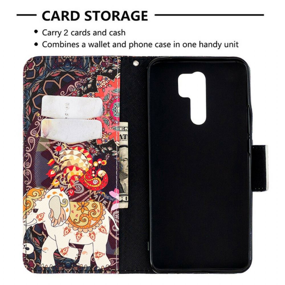 Folio-hoesje voor Xiaomi Redmi 9 Indiase Olifanten