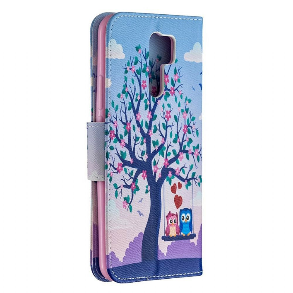 Folio-hoesje voor Xiaomi Redmi 9 Uilen Op De Schommel