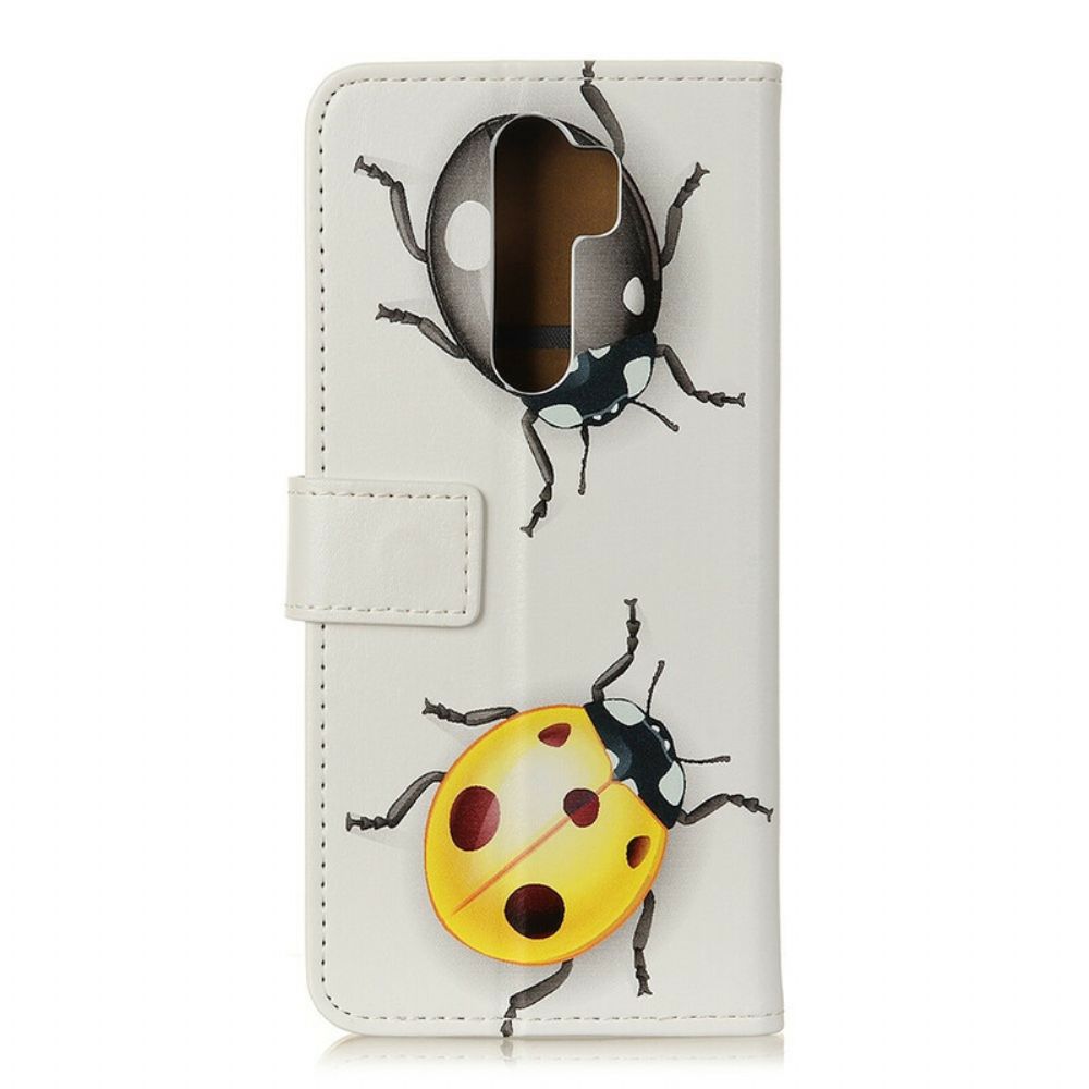 Leren Hoesje voor Xiaomi Redmi 9 Lieveheersbeestjes
