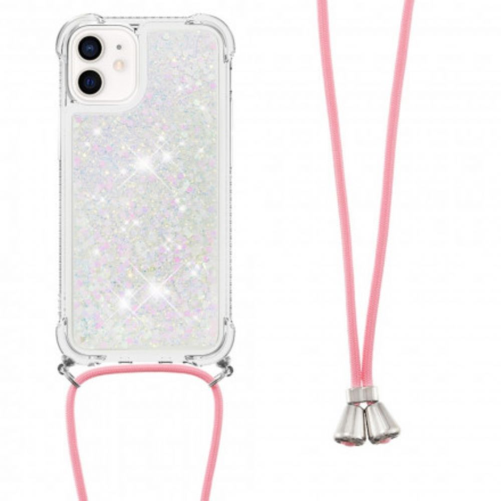 Hoesje voor iPhone 12 Mini Pailletten En Koord