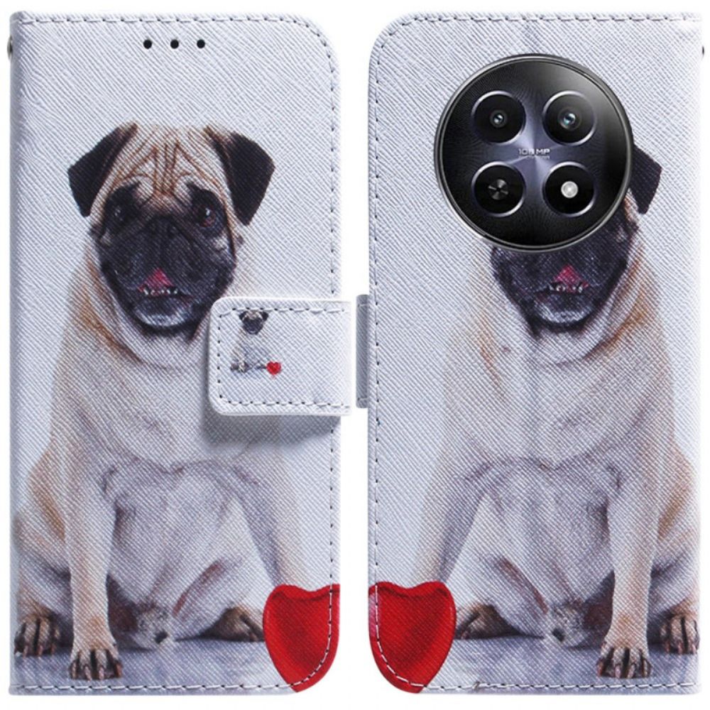 Leren Hoesje Realme 12 / 12x 5g Mopshond Bescherming Hoesje