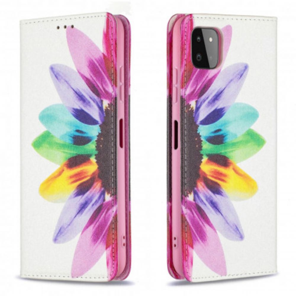 Bescherming Hoesje voor Samsung Galaxy A22 5G Folio-hoesje Aquarel Bloem
