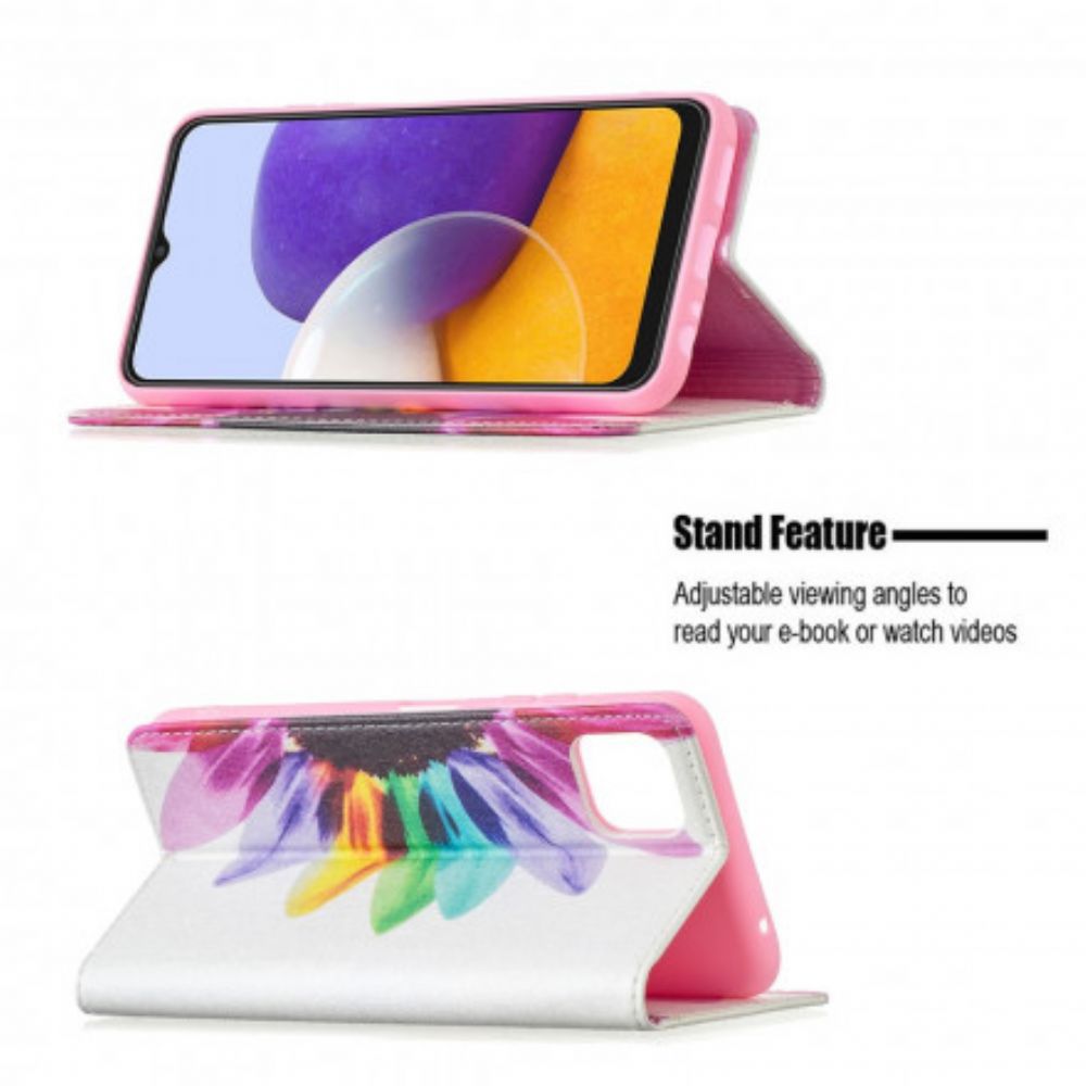 Bescherming Hoesje voor Samsung Galaxy A22 5G Folio-hoesje Aquarel Bloem
